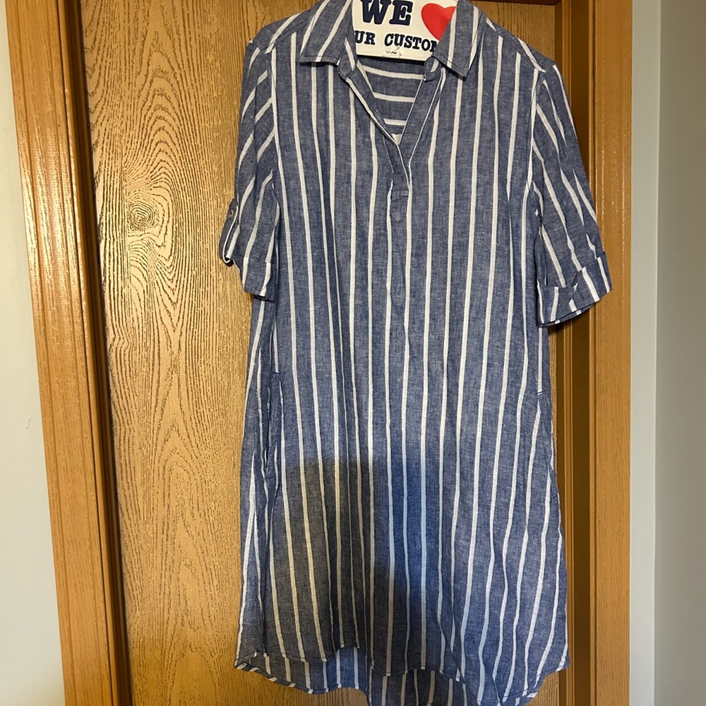 Blue/White Striped Dress, Size L
